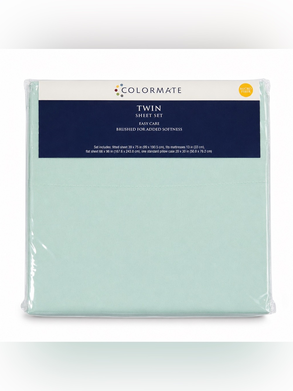 🩵 Colormate Aqua Microfiber Twin Sheet Set | 3-Piece | New in Package